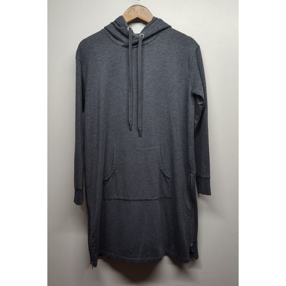 Garnet Hill Hoodie Dress Women Size S Gray Long Sleeve Athleisure Casual Sporty